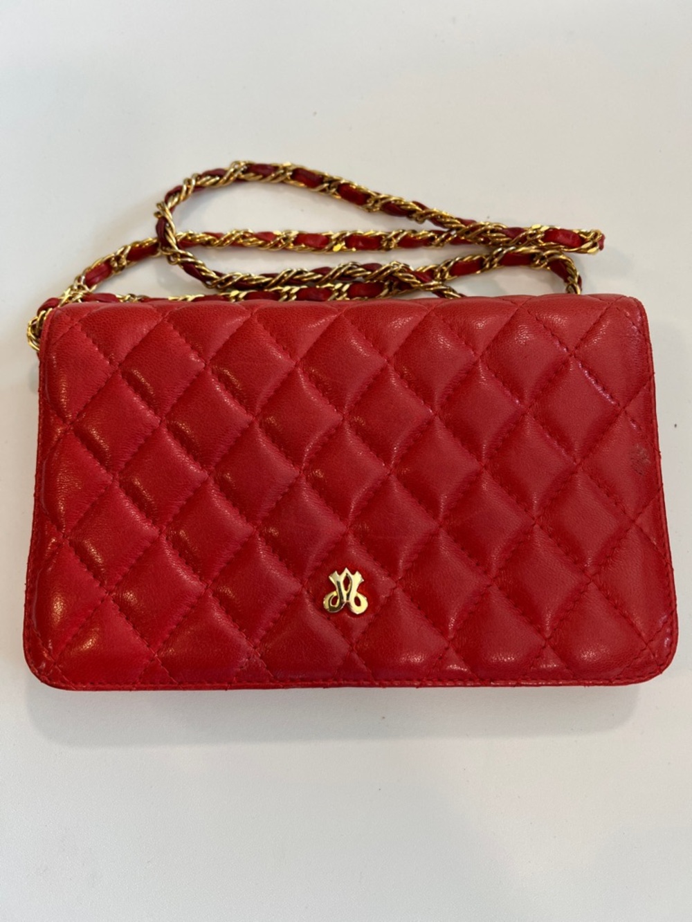 Jay Herbert New York - Red Quilted Chain Shoulder Bag, small, mini